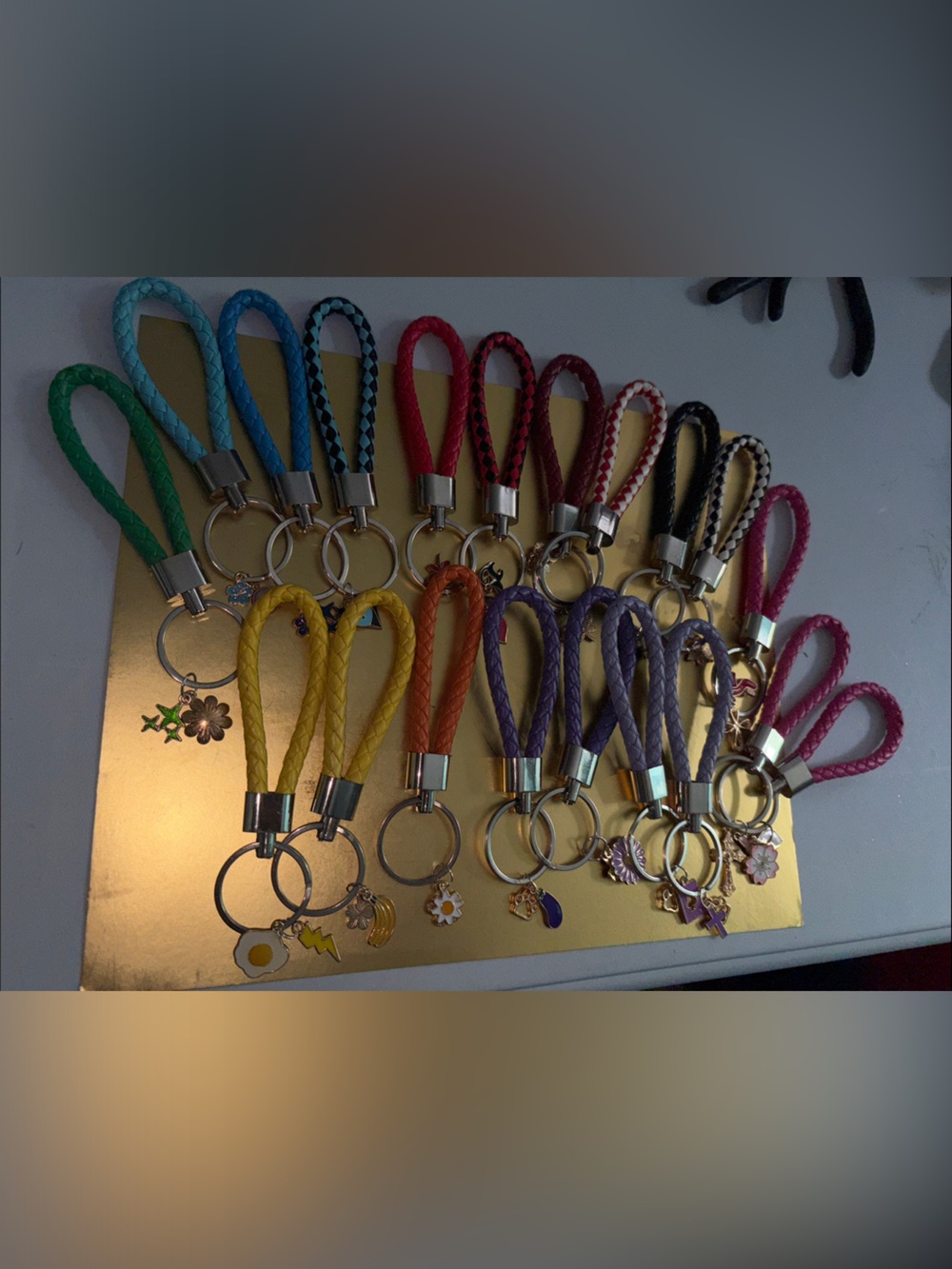 Braided Leather Loop Keychain - Pink, Purple, Blue, Yellow & More (Choose 1)